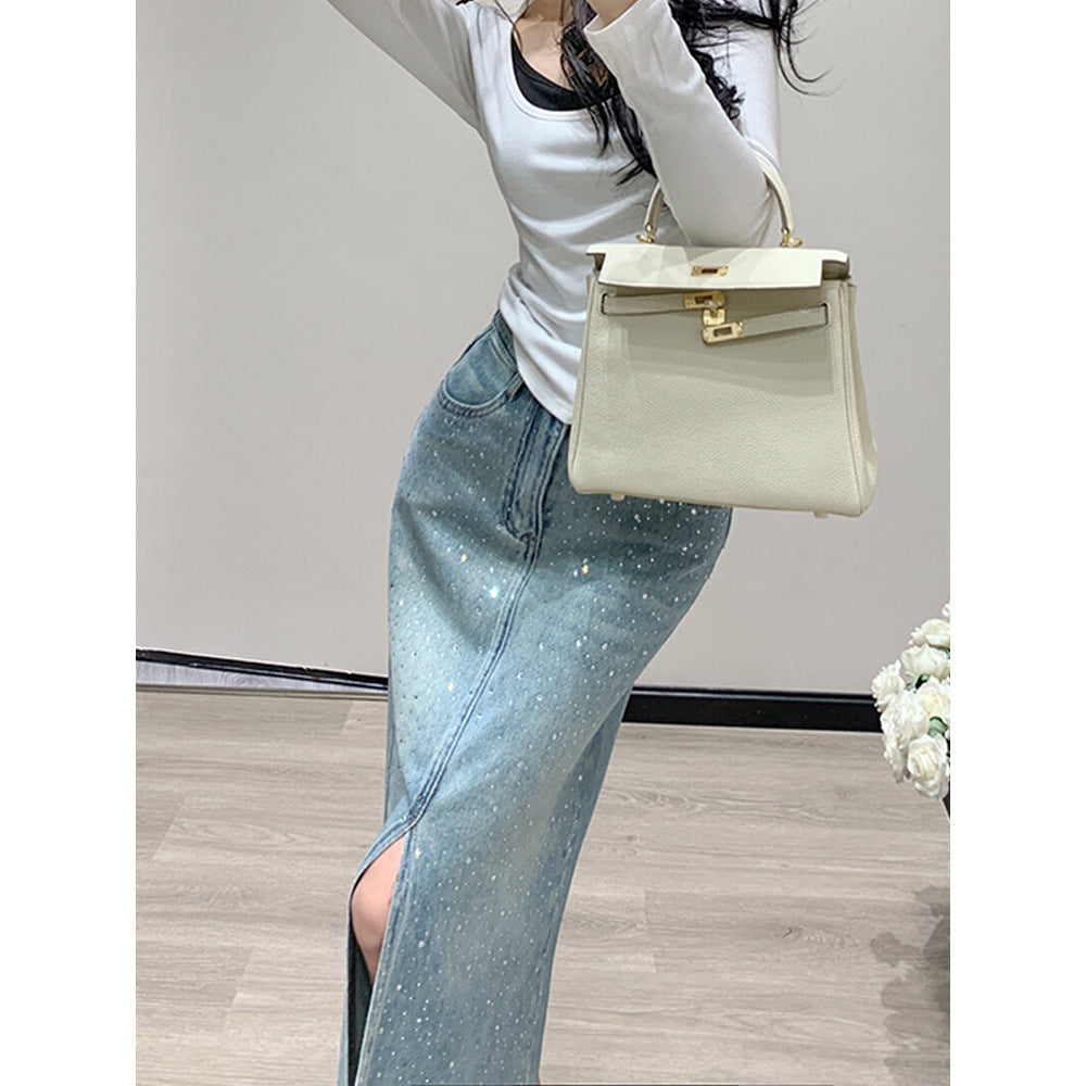 Sparkly Sienna | Elastic Denim Skirt