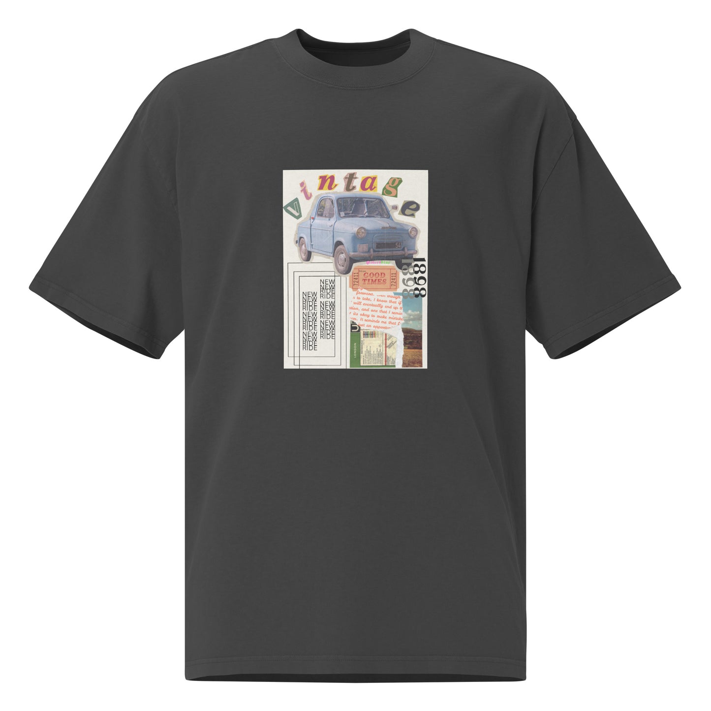 Oversized faded Cotton t-shirt: Vintage car