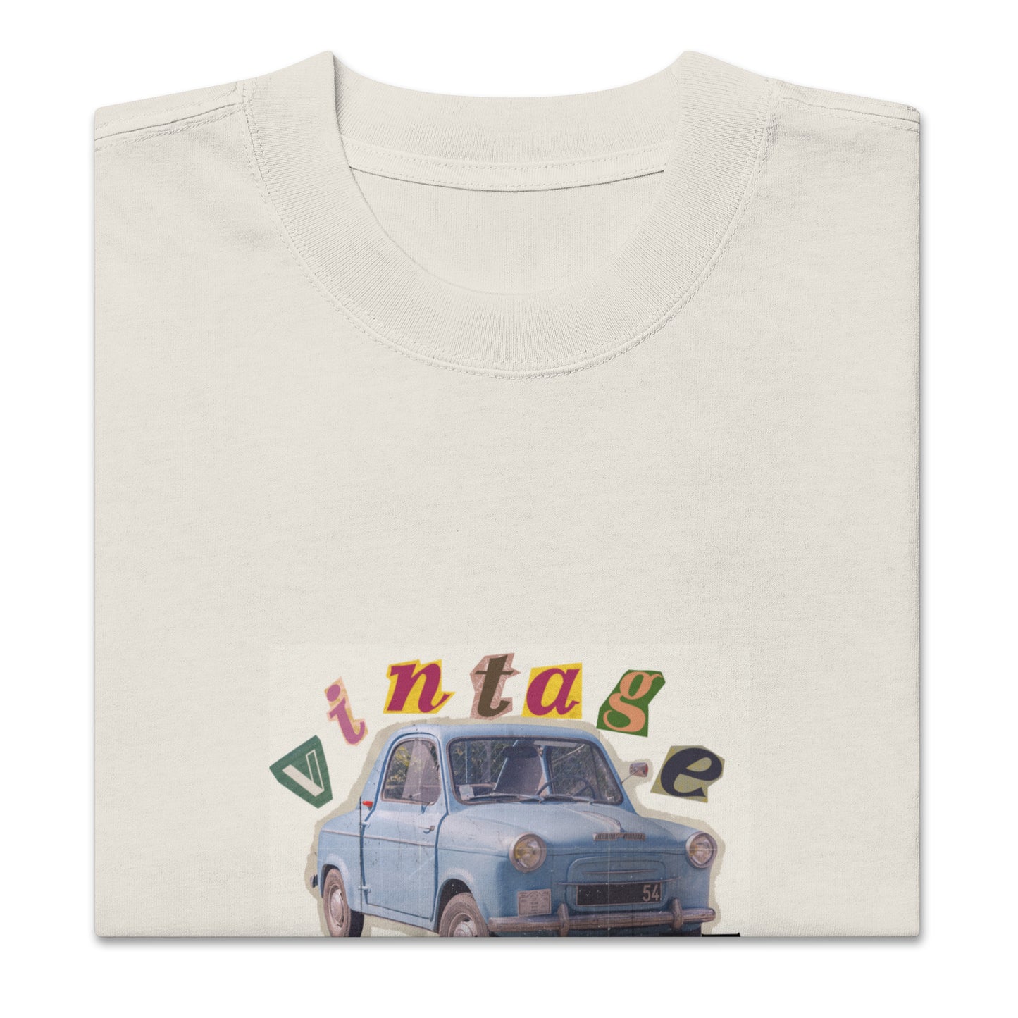 Oversized faded Cotton t-shirt: Vintage car