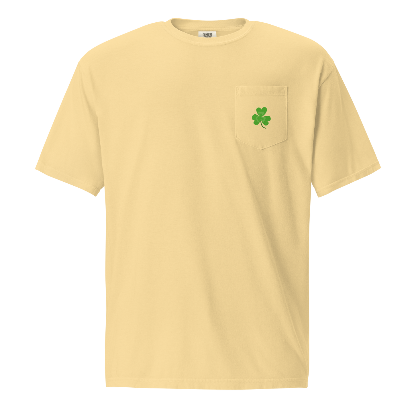 Unisex garment-dyed pocket t-shirt: Clover on the pocket