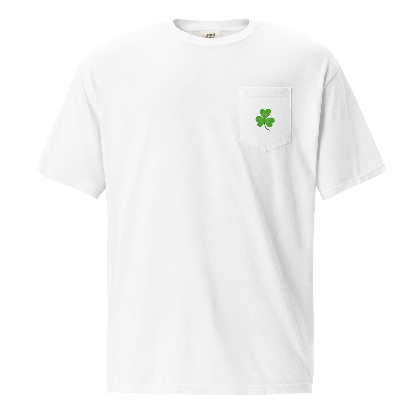 Unisex garment-dyed pocket t-shirt: Clover on the pocket