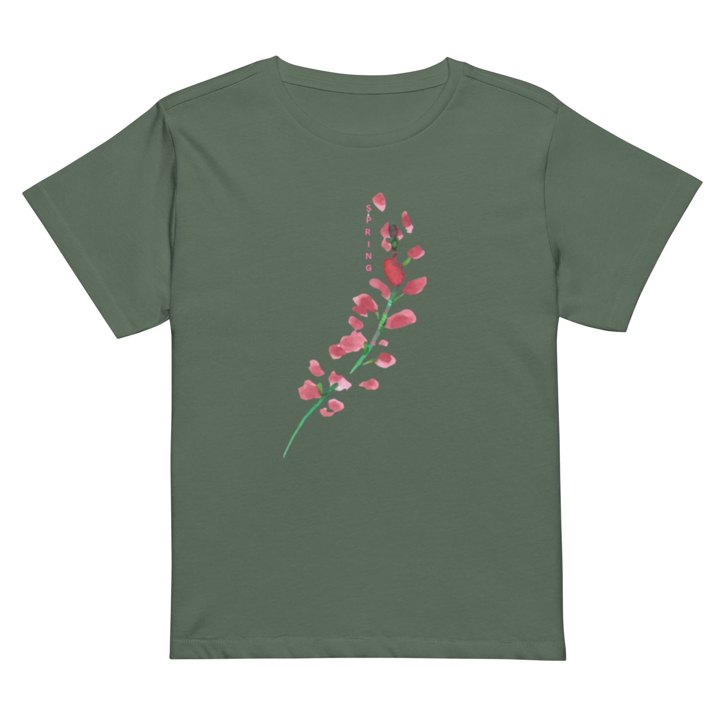 Women’s high-waisted t-shirt: Watercolor pink palette