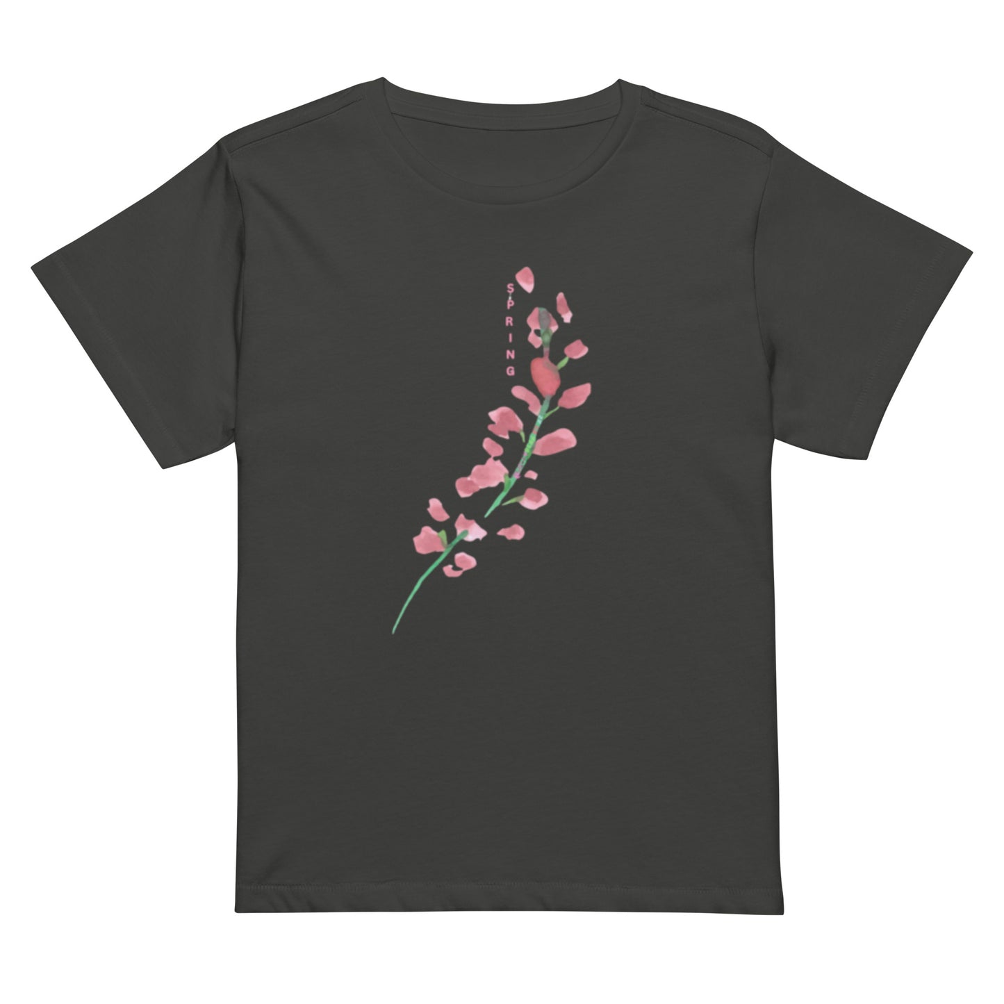 Women’s high-waisted t-shirt: Watercolor pink palette