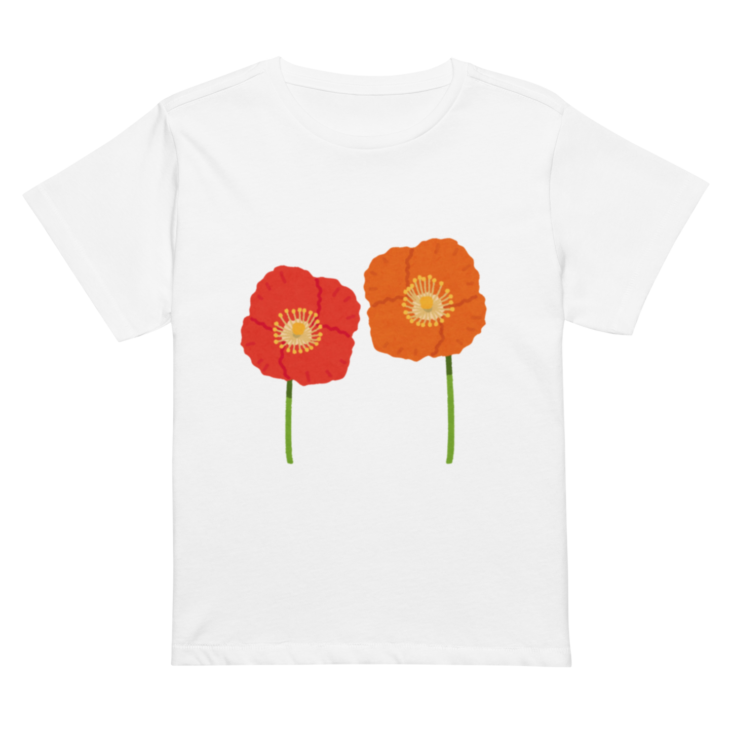 Women’s high-waisted Cotton t-shirt: Orange flower paint