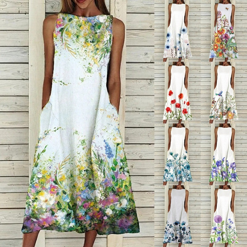 Azure Dress | Floral Print Loose A-Line Dresses