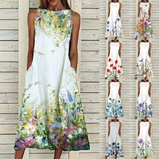 Azure Dress | Floral Print Loose A-Line Dresses