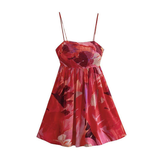 Small Pleated Floral Sling Dress