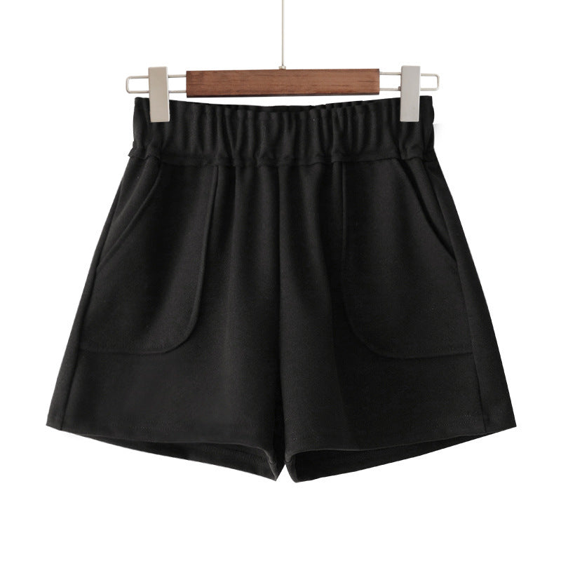 Women's High Waist Wide Leg Woolen Shorts