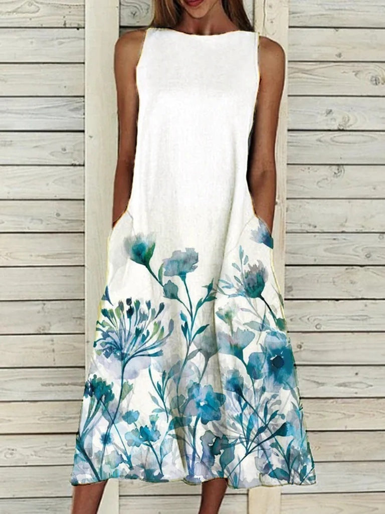 Azure Dress | Floral Print Loose A-Line Dresses