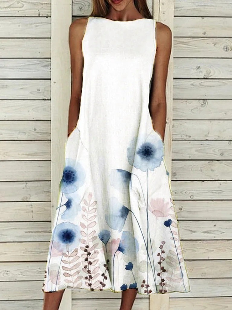 Azure Dress | Floral Print Loose A-Line Dresses