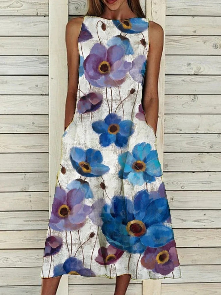 Azure Dress | Floral Print Loose A-Line Dresses