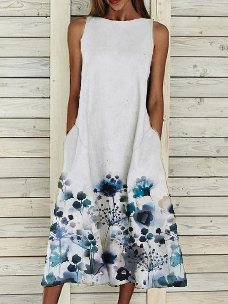 Azure Dress | Floral Print Loose A-Line Dresses