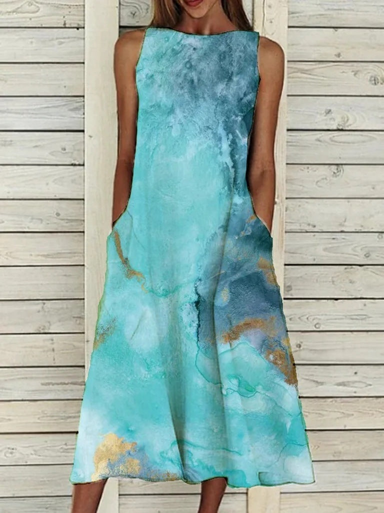 Azure Dress | Floral Print Loose A-Line Dresses