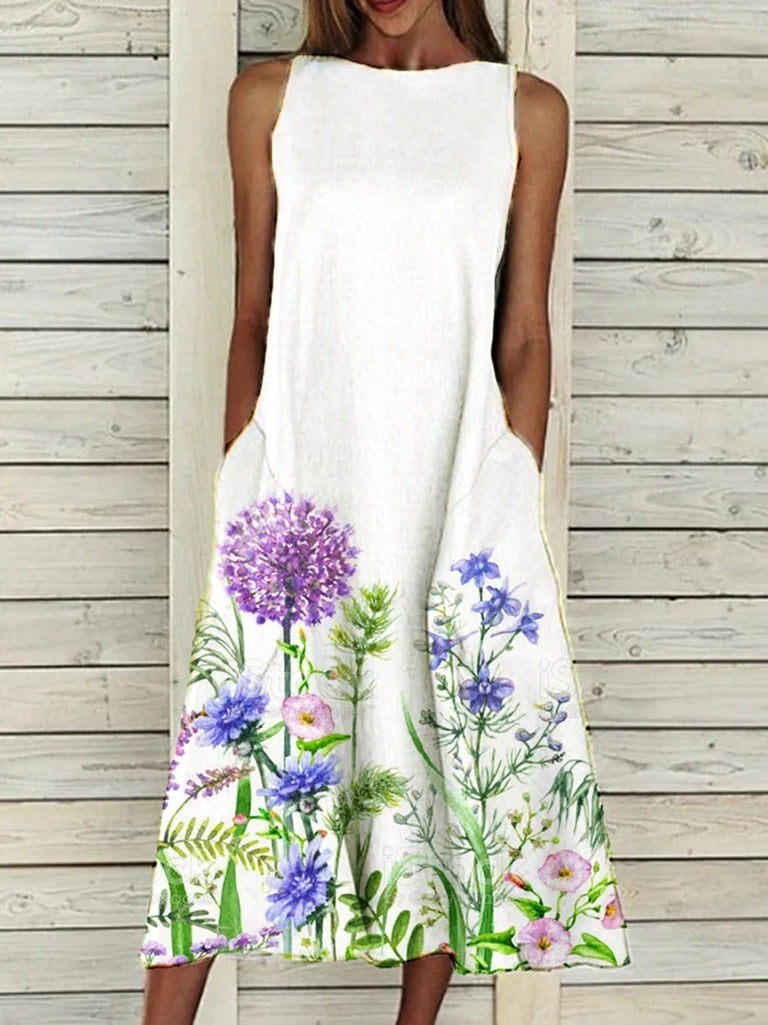 Azure Dress | Floral Print Loose A-Line Dresses