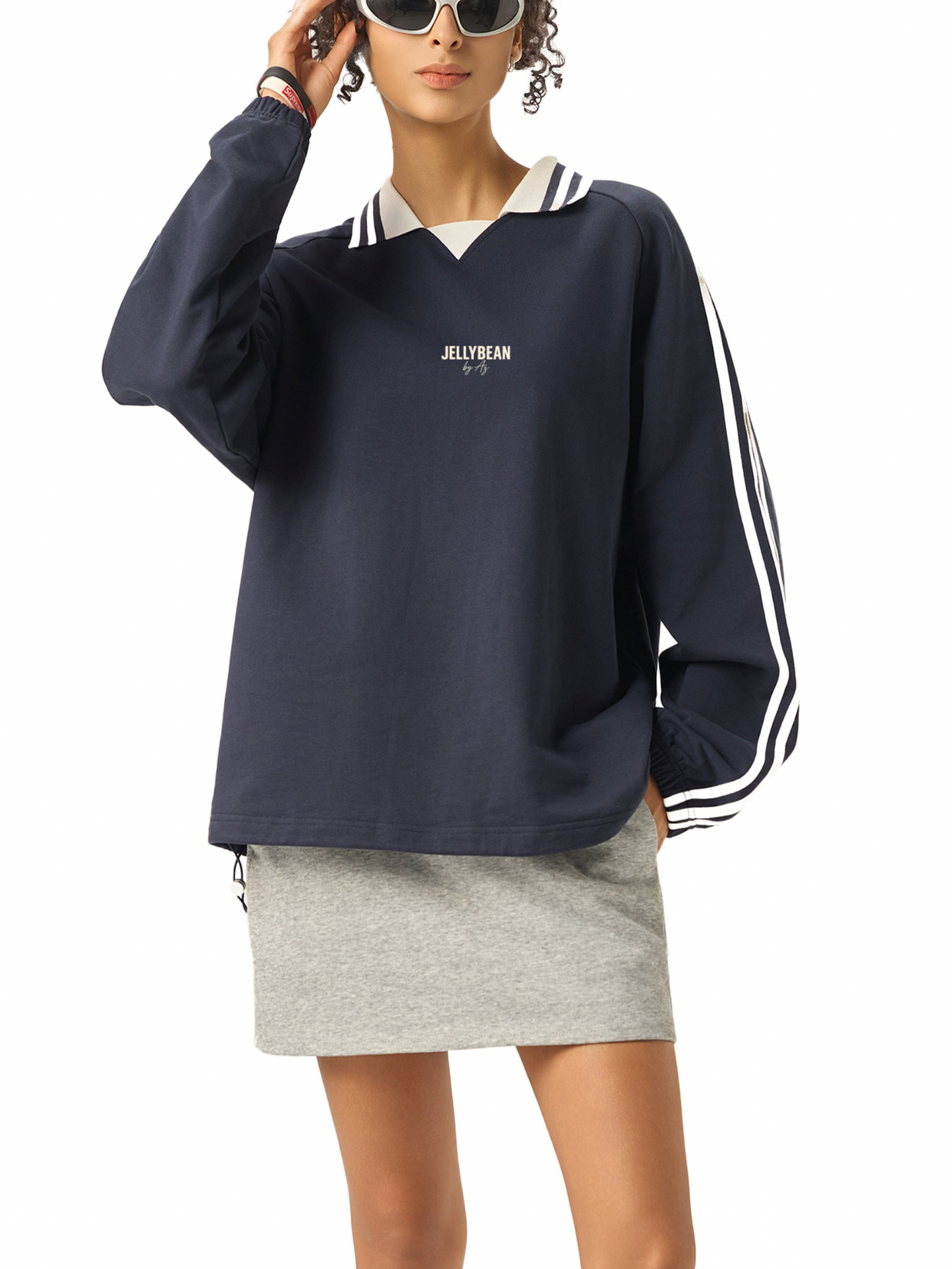 Double Take Collared Unisex Sweatshirt