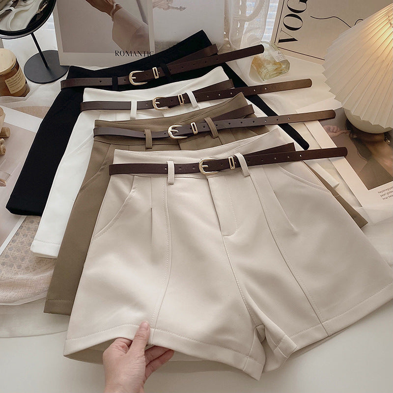 Simple High Waist A- Line Wide Leg Half-Pants