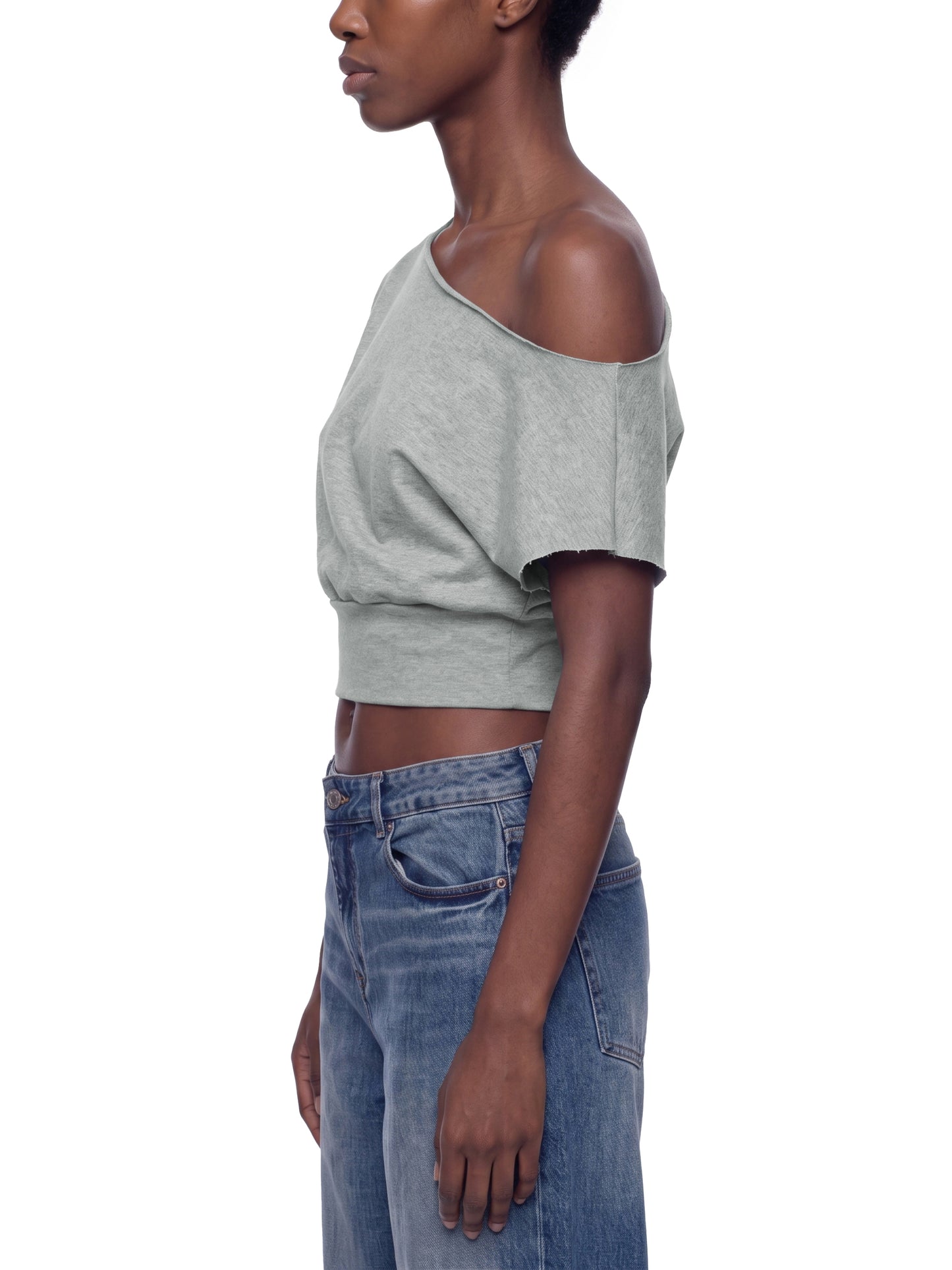 Mila Crop Tee | Women’s Boatneck Gathered T-Shirt