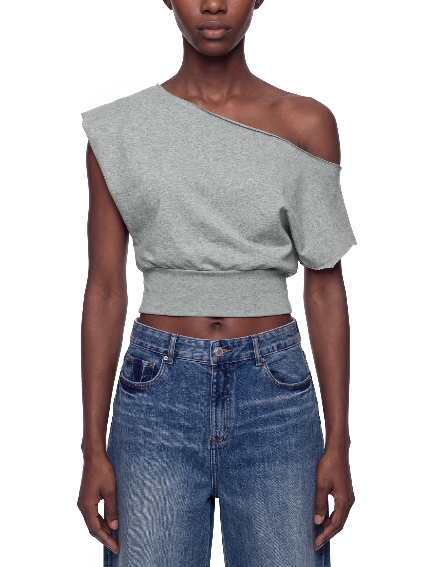 Mila Crop Tee | Women’s Boatneck Gathered T-Shirt