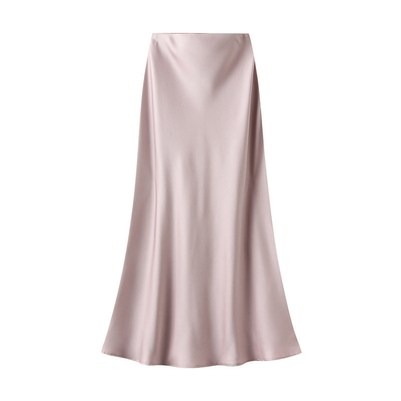 High-grade Draping Silky Satin Skirt For Women