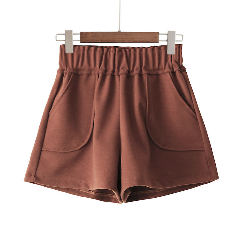 Women's High Waist Wide Leg Woolen Shorts