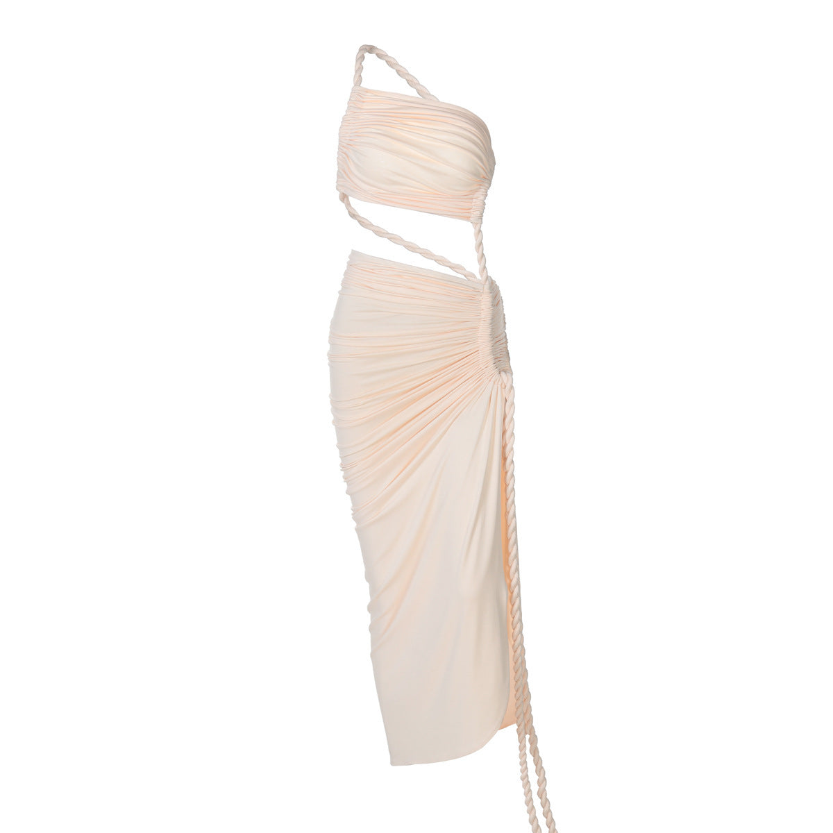 Maple | One-shoulder Ropey-Pleated Dress