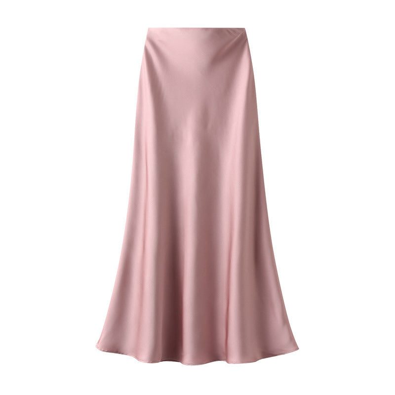 High-grade Draping Silky Satin Skirt For Women