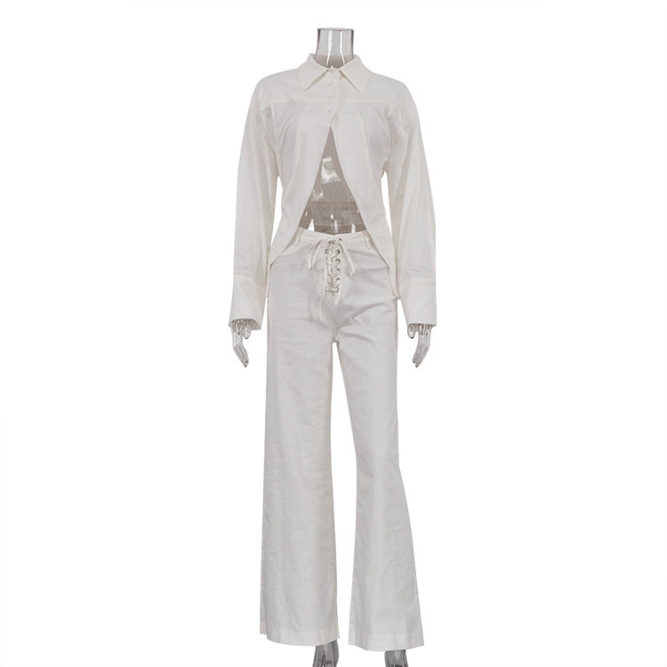 Wendy Hallow Shirt Wide Leg Pants Two-piece Set