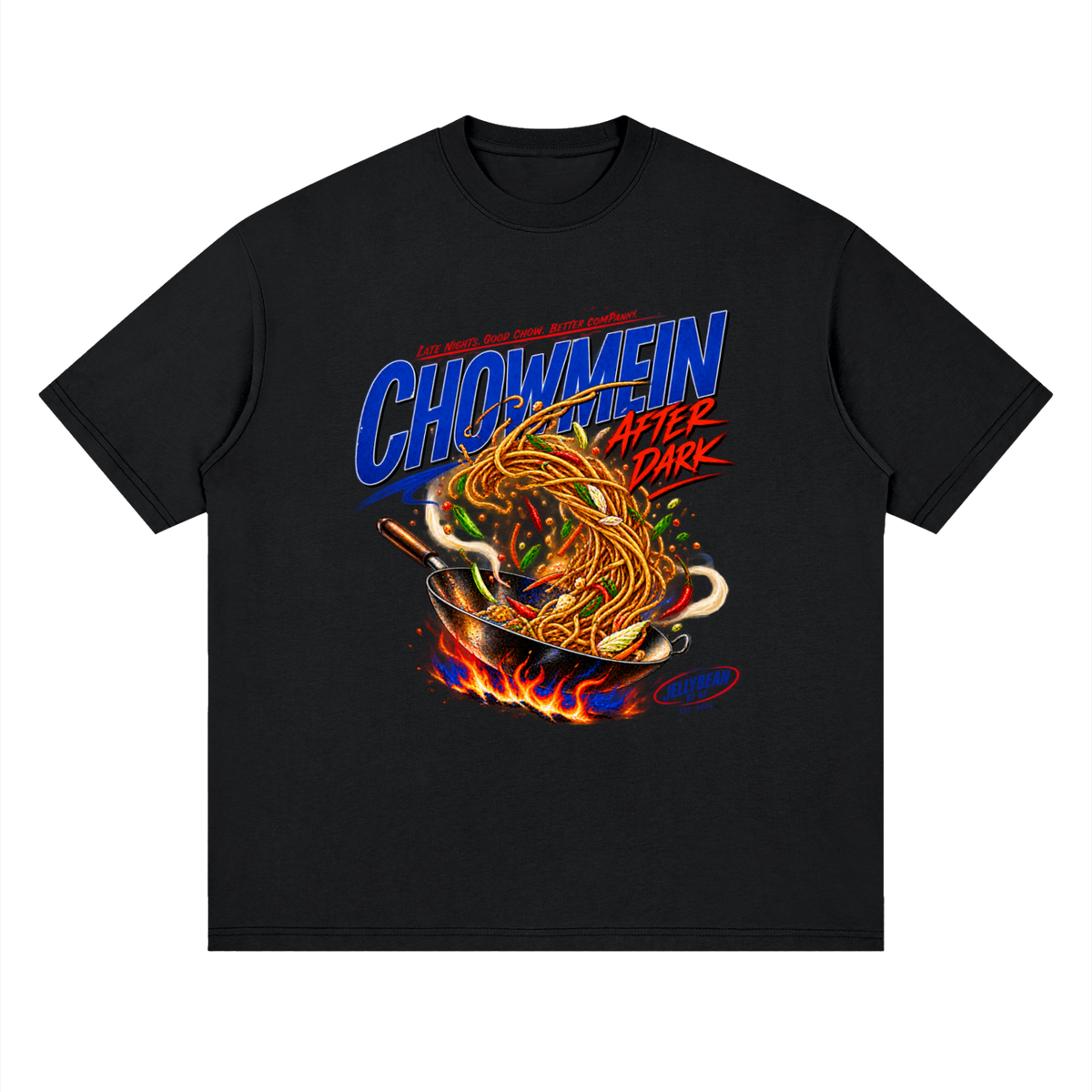 Chowmein After Dark | Streetwear Loose Drop Shoulder T-Shirt
