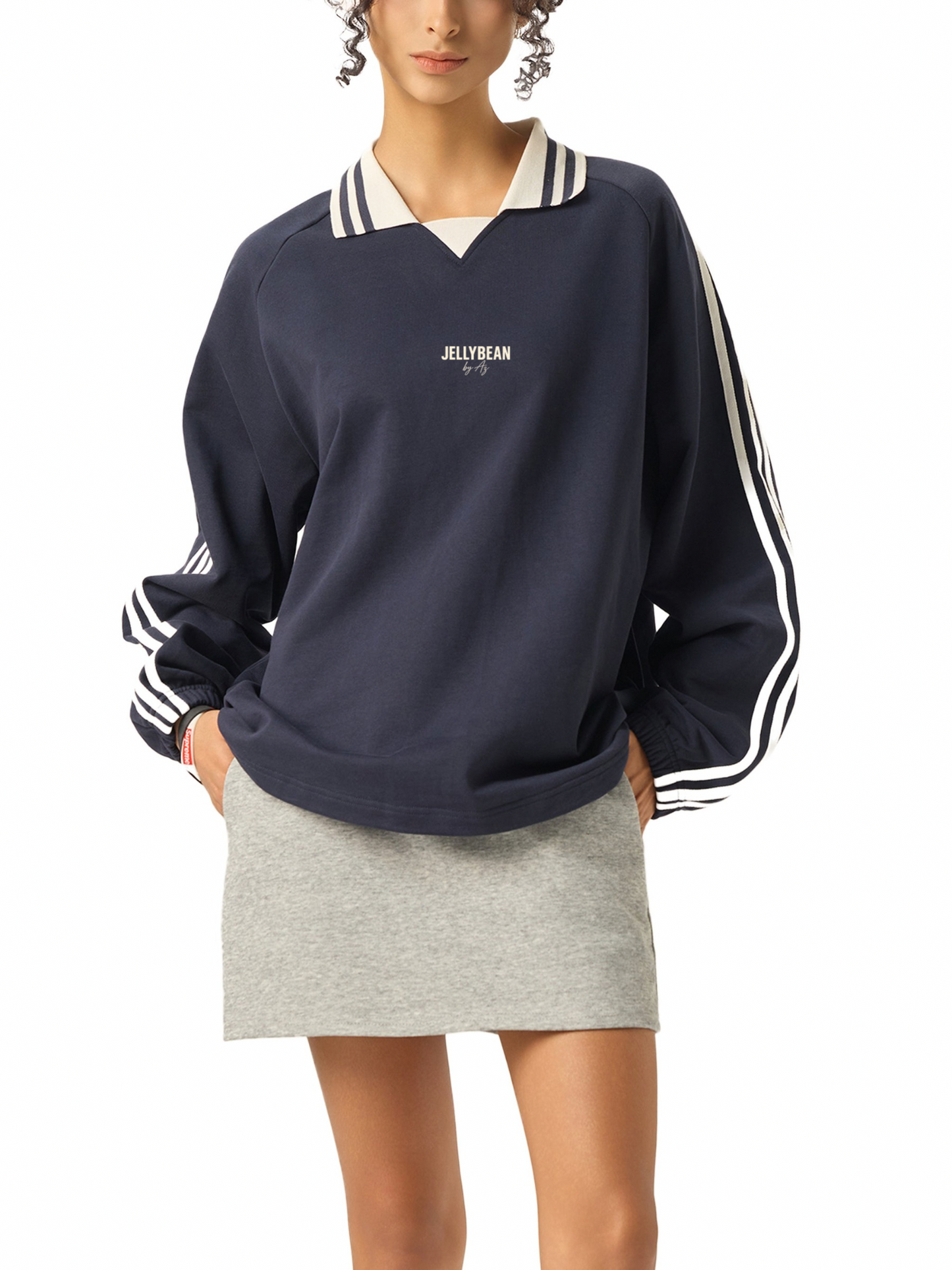 Double Take Collared Unisex Sweatshirt