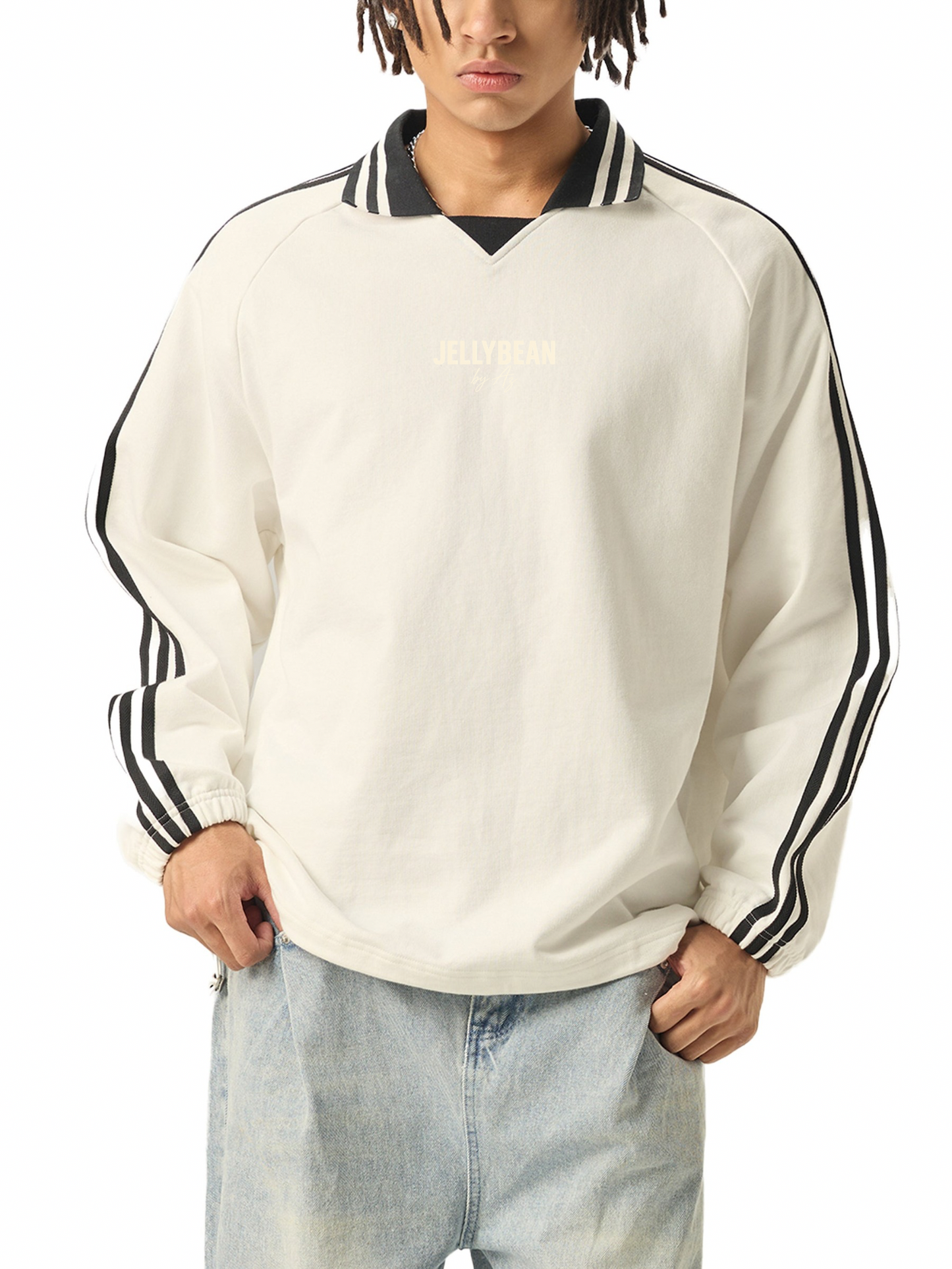 Double Take Collared Unisex Sweatshirt