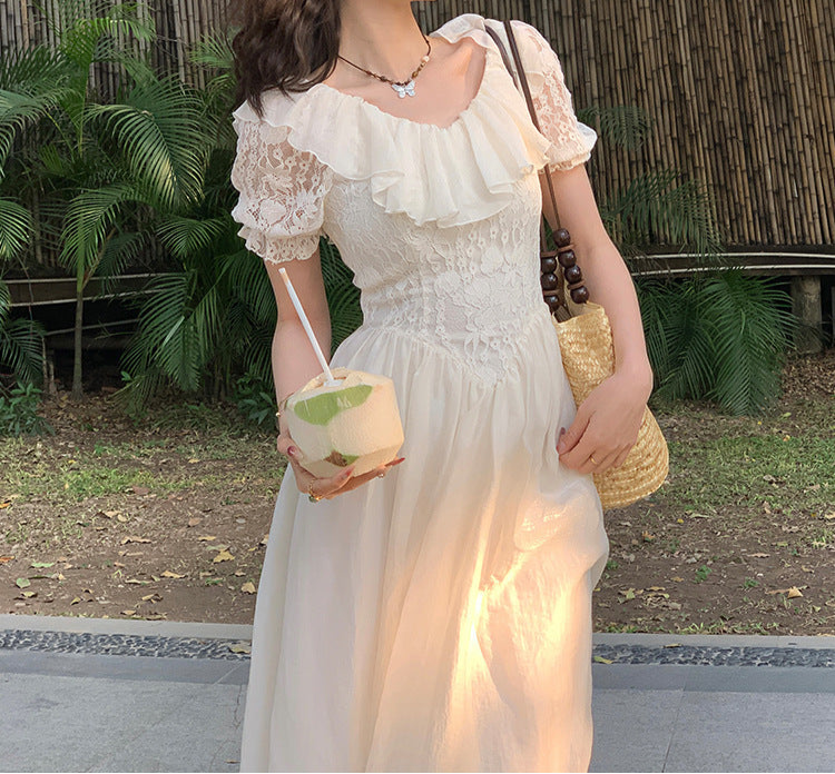 White lightweight Dress With Lace