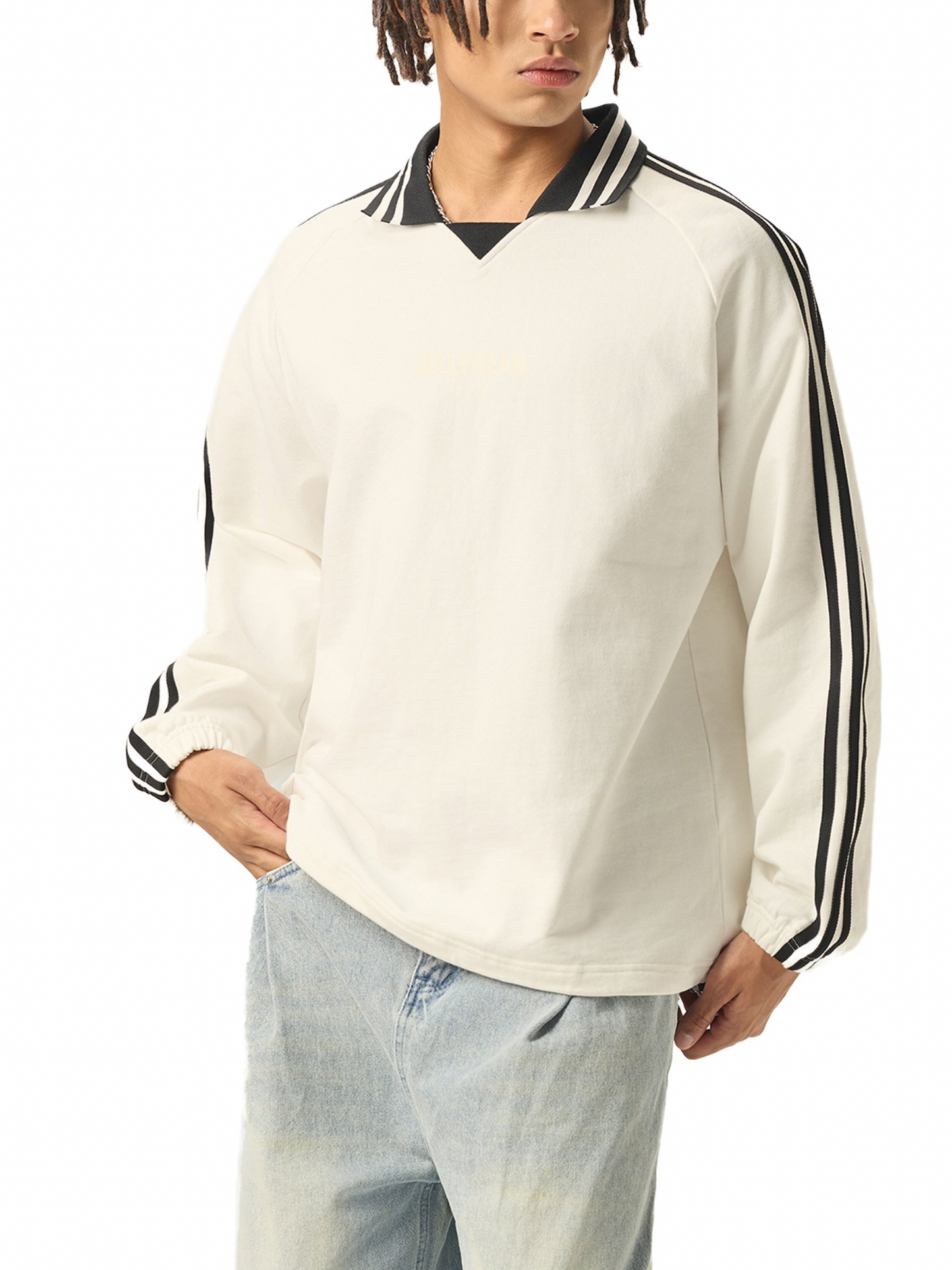 Double Take Collared Unisex Sweatshirt