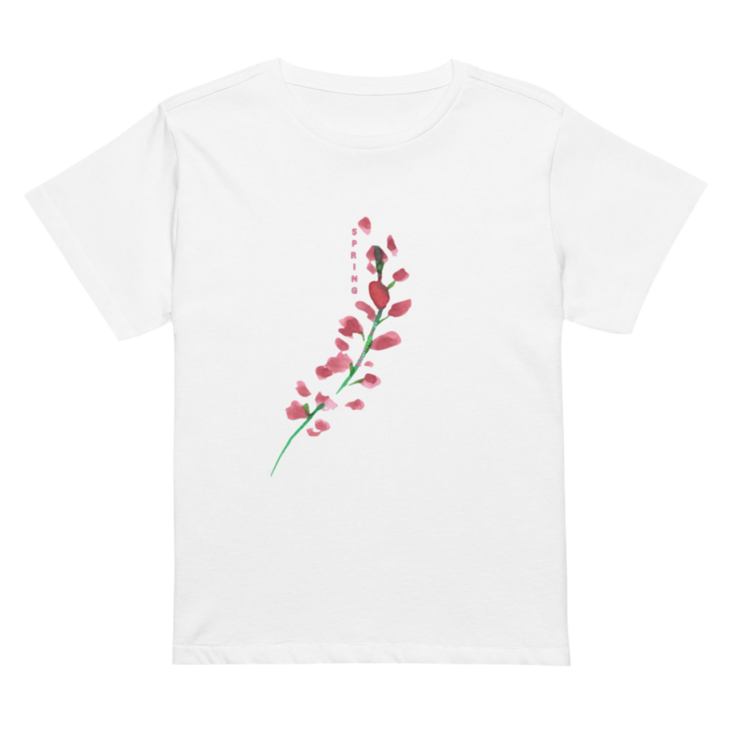 Women’s high-waisted Cotton t-shirt: Watercolor pink palette