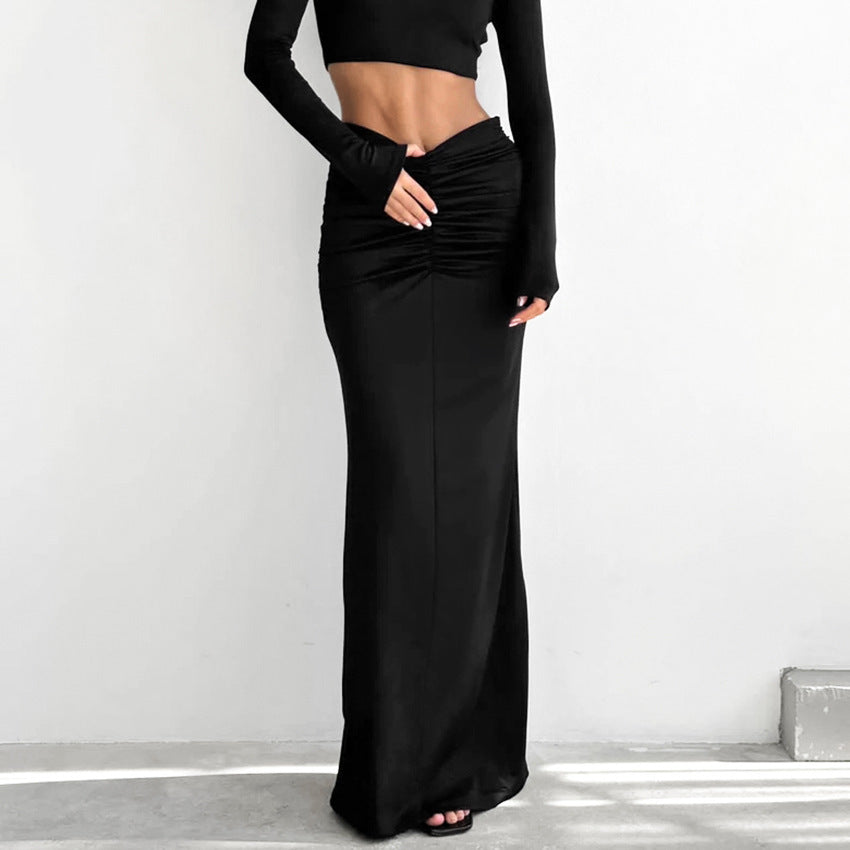 Black Low-Rise Maxi Skirt