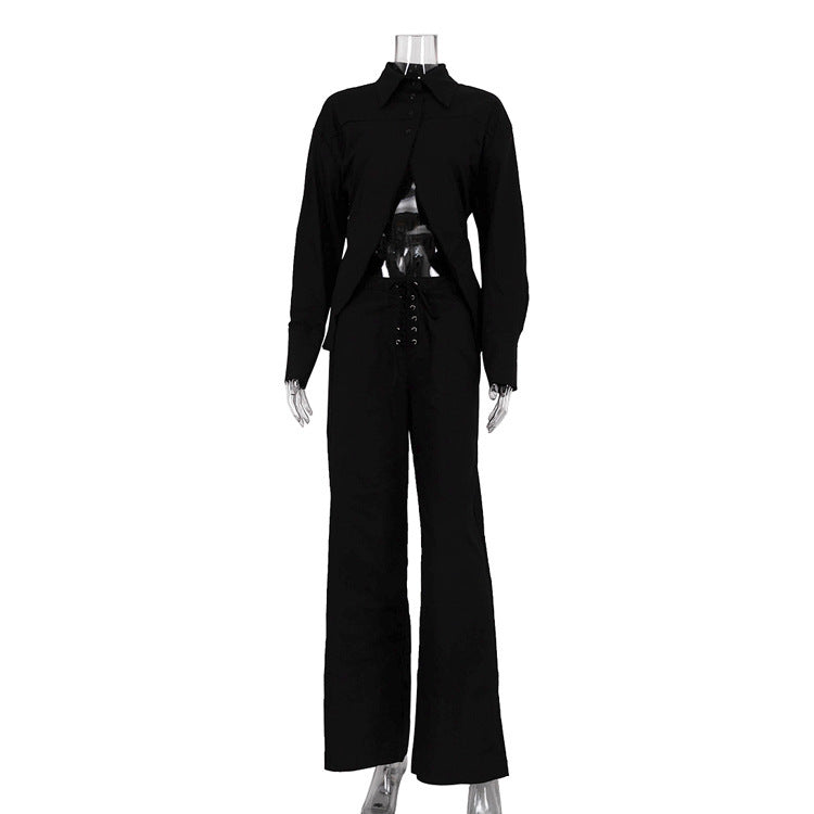 Wendy Hallow Shirt Wide Leg Pants Two-piece Set