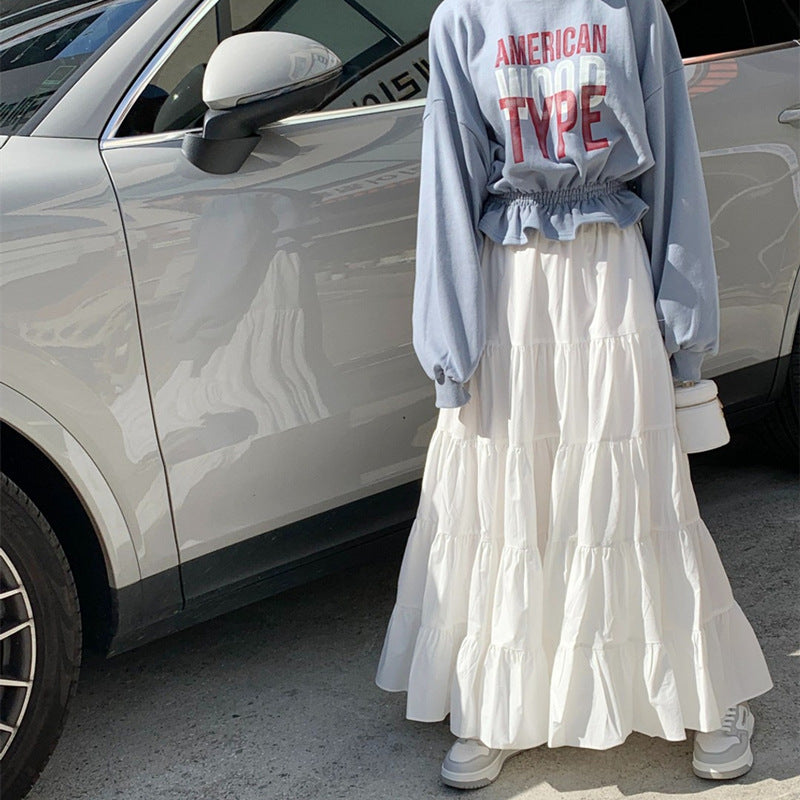 Casual High Waisted White Skirt