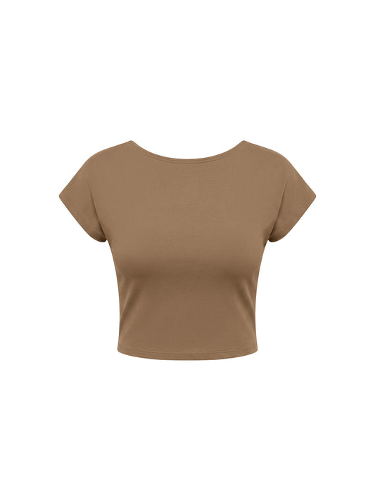 Amelie Tee | Women’s Open Back Fitted Crop Top