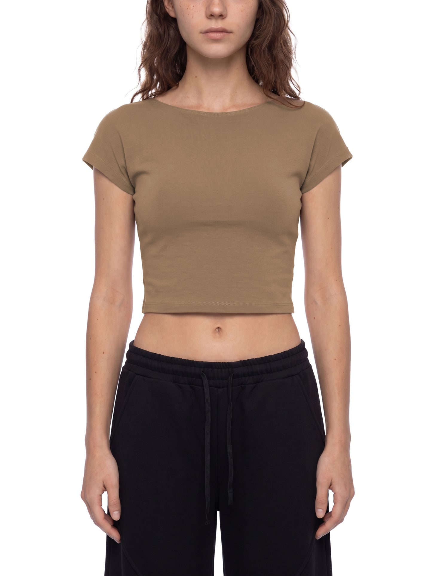 Amelie Tee | Women’s Open Back Fitted Crop Top