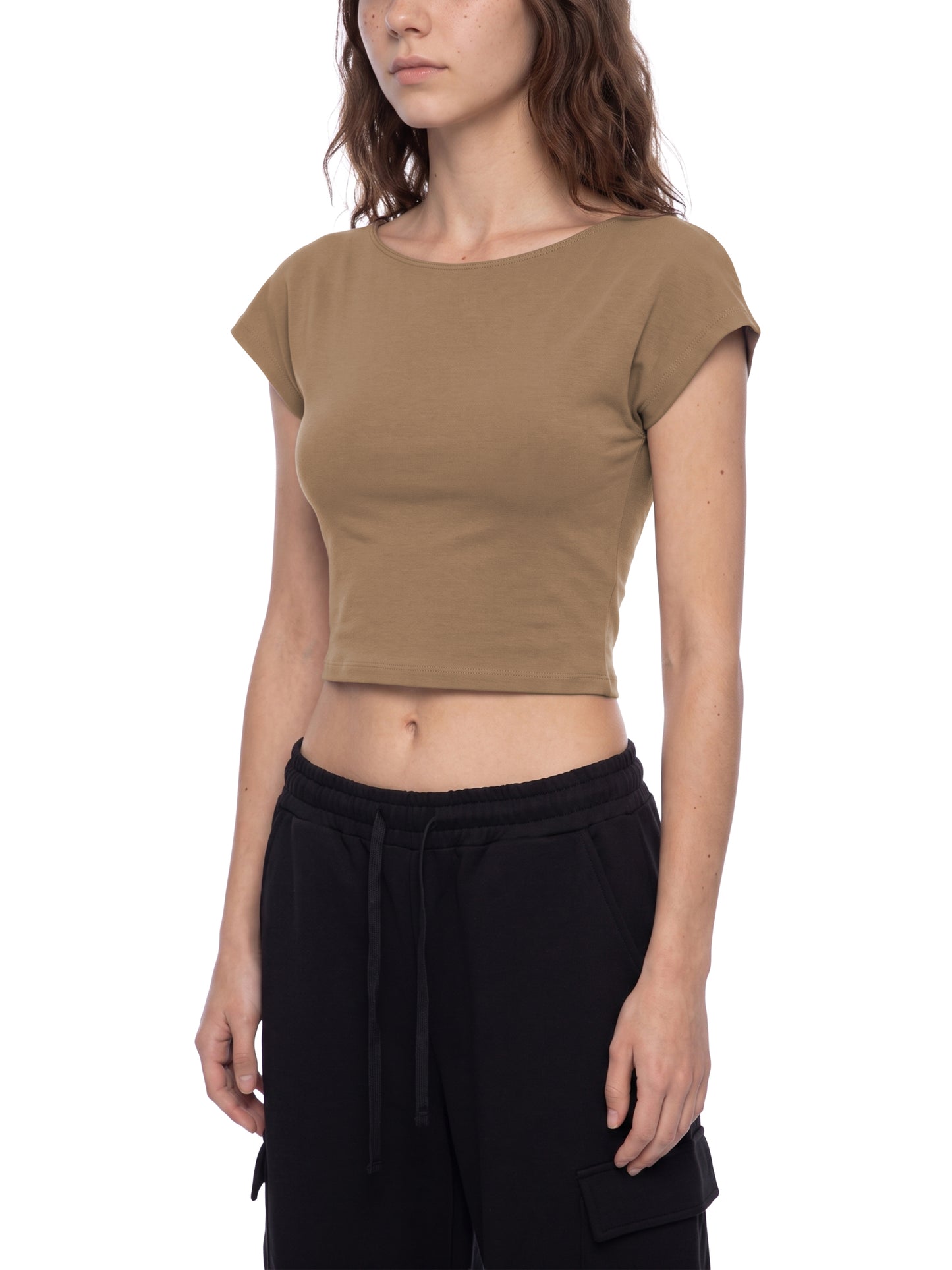 Amelie Tee | Women’s Open Back Fitted Crop Top