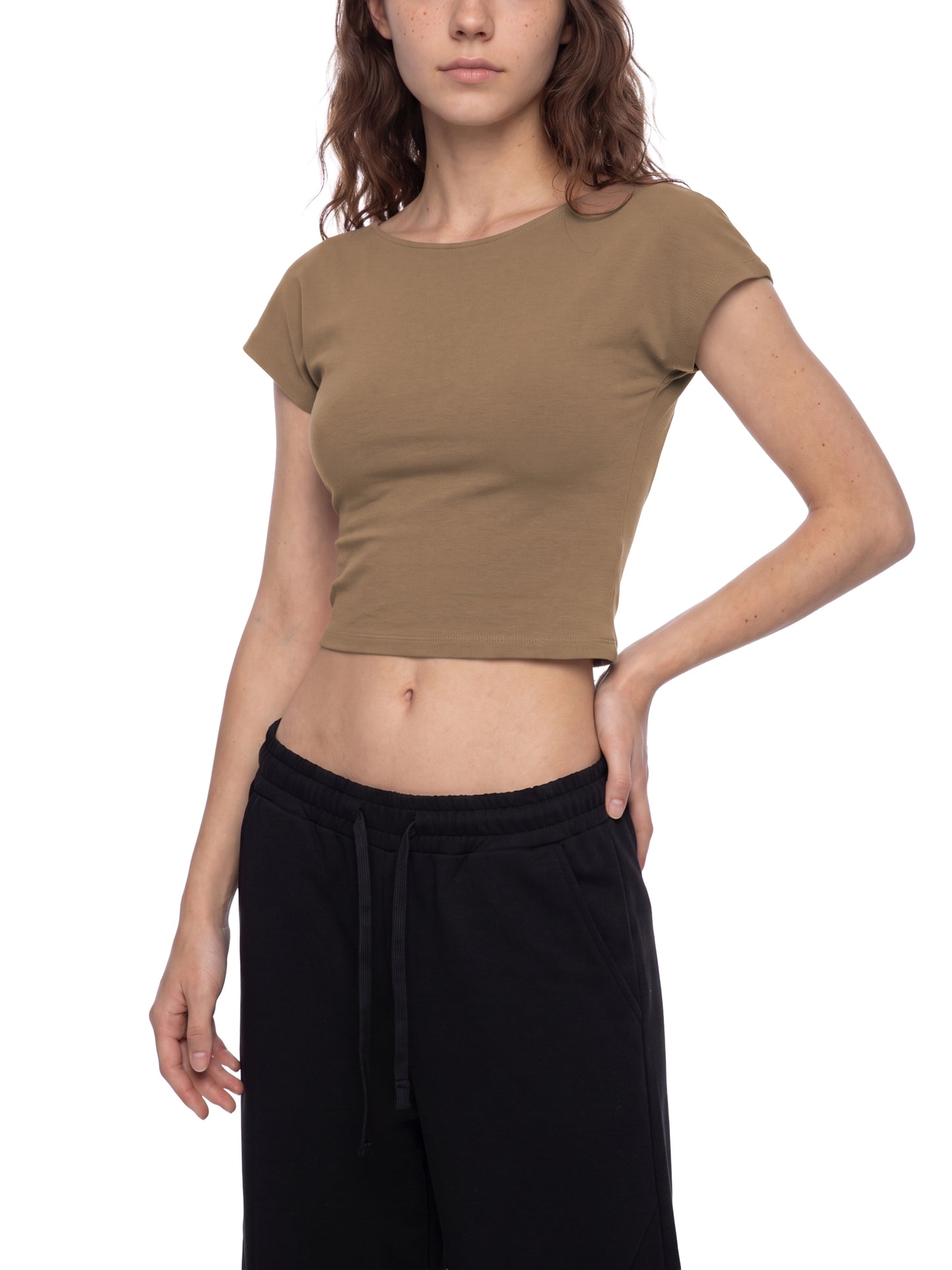 Amelie Tee | Women’s Open Back Fitted Crop Top