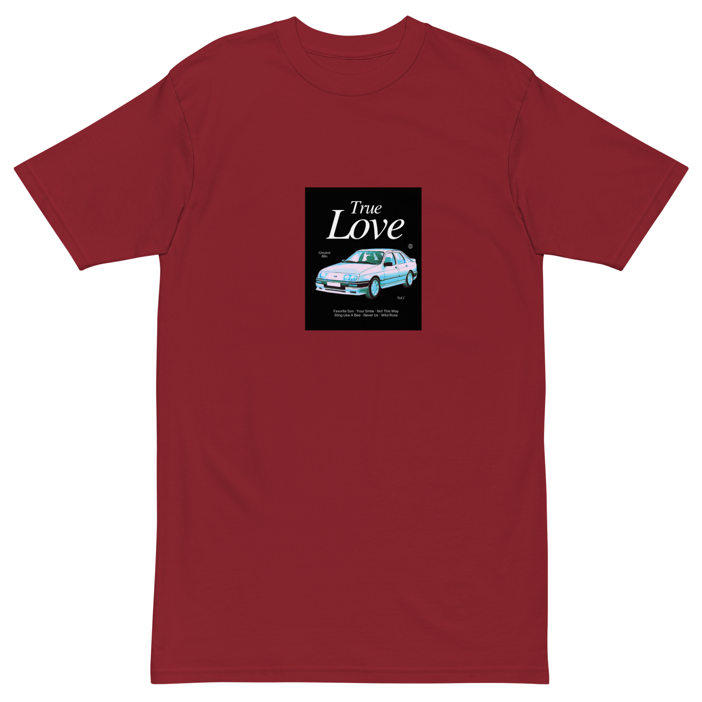 Men’s premium Cotton heavyweight tee: True Love car