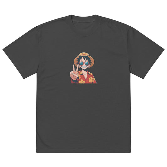 Oversized faded Cotton t-shirt: Luffy peace sign