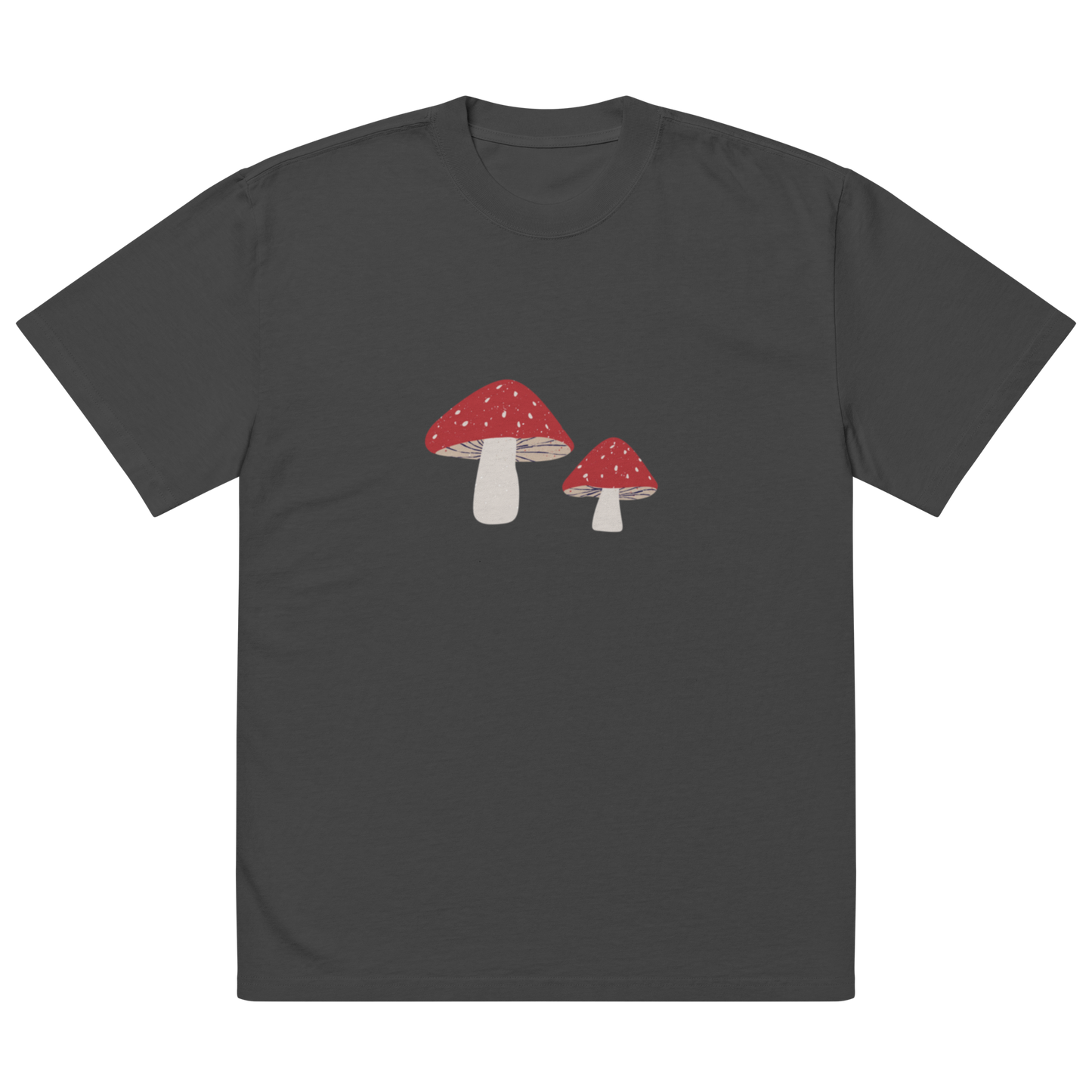 Oversized faded Cotton t-shirt- Red Mushrooms