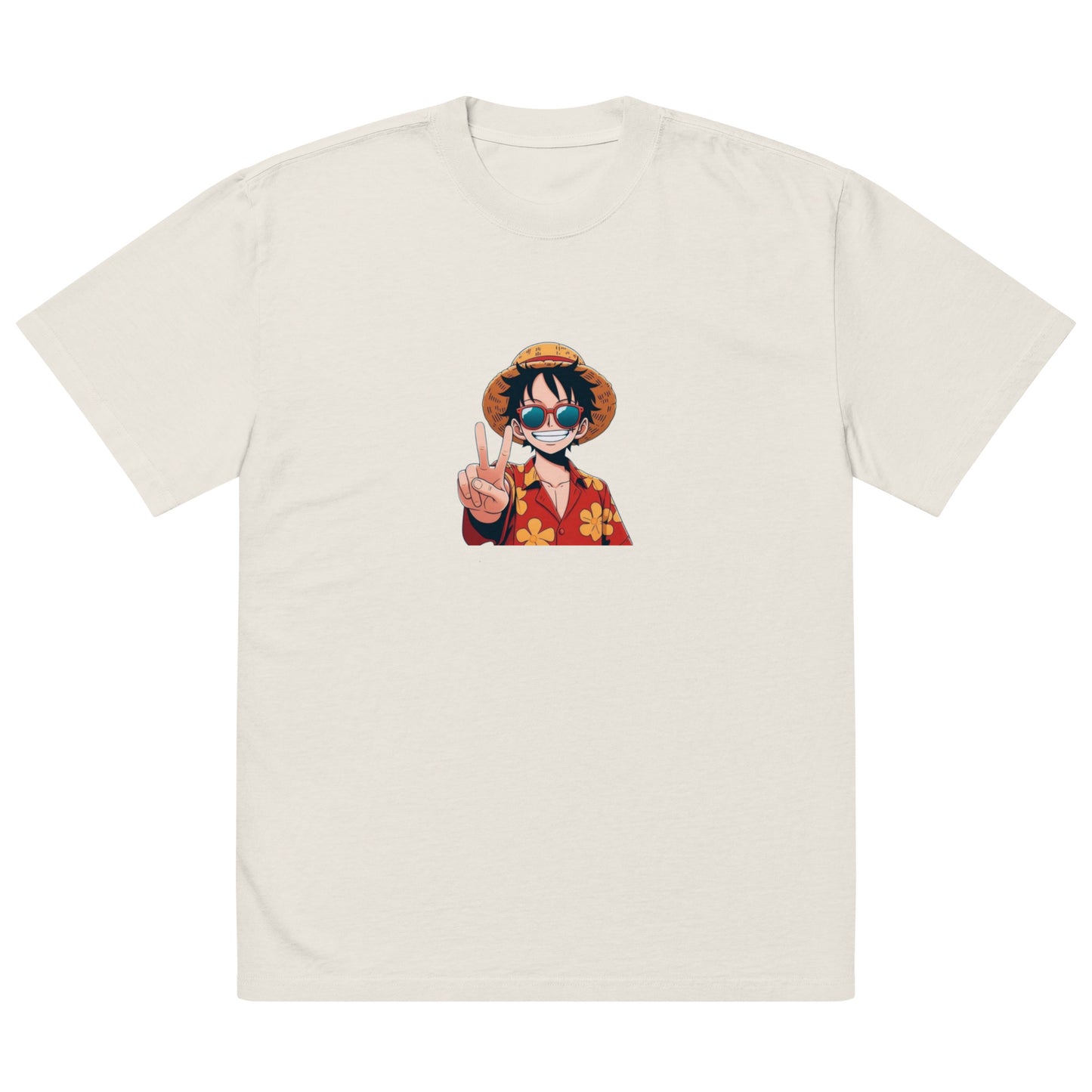 Oversized faded Cotton t-shirt: Luffy peace sign