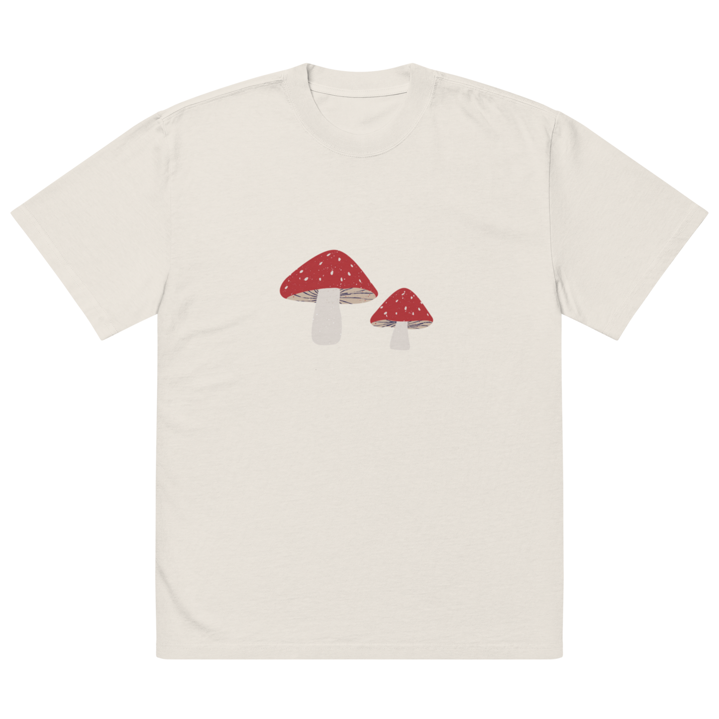 Oversized faded Cotton t-shirt- Red Mushrooms