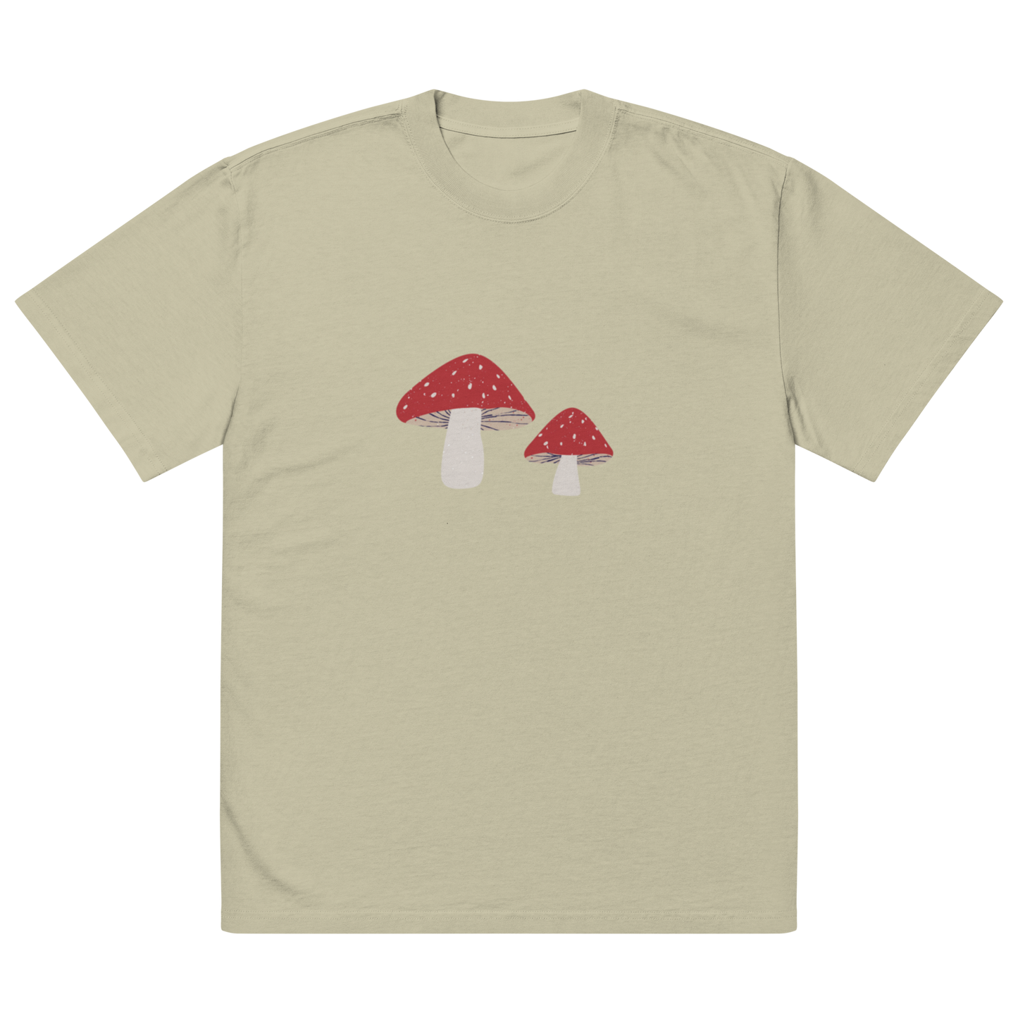 Oversized faded Cotton t-shirt- Red Mushrooms