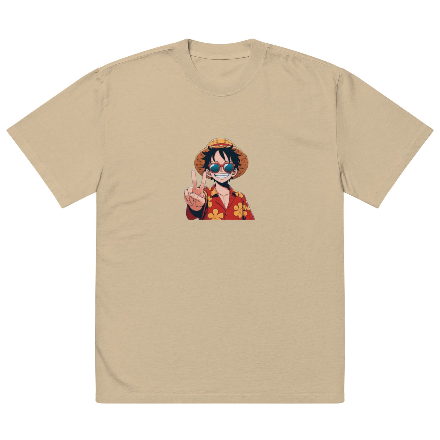 Oversized faded Cotton t-shirt: Luffy peace sign