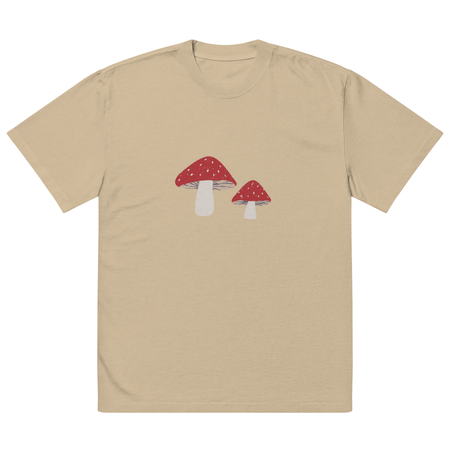 Oversized faded Cotton t-shirt- Red Mushrooms