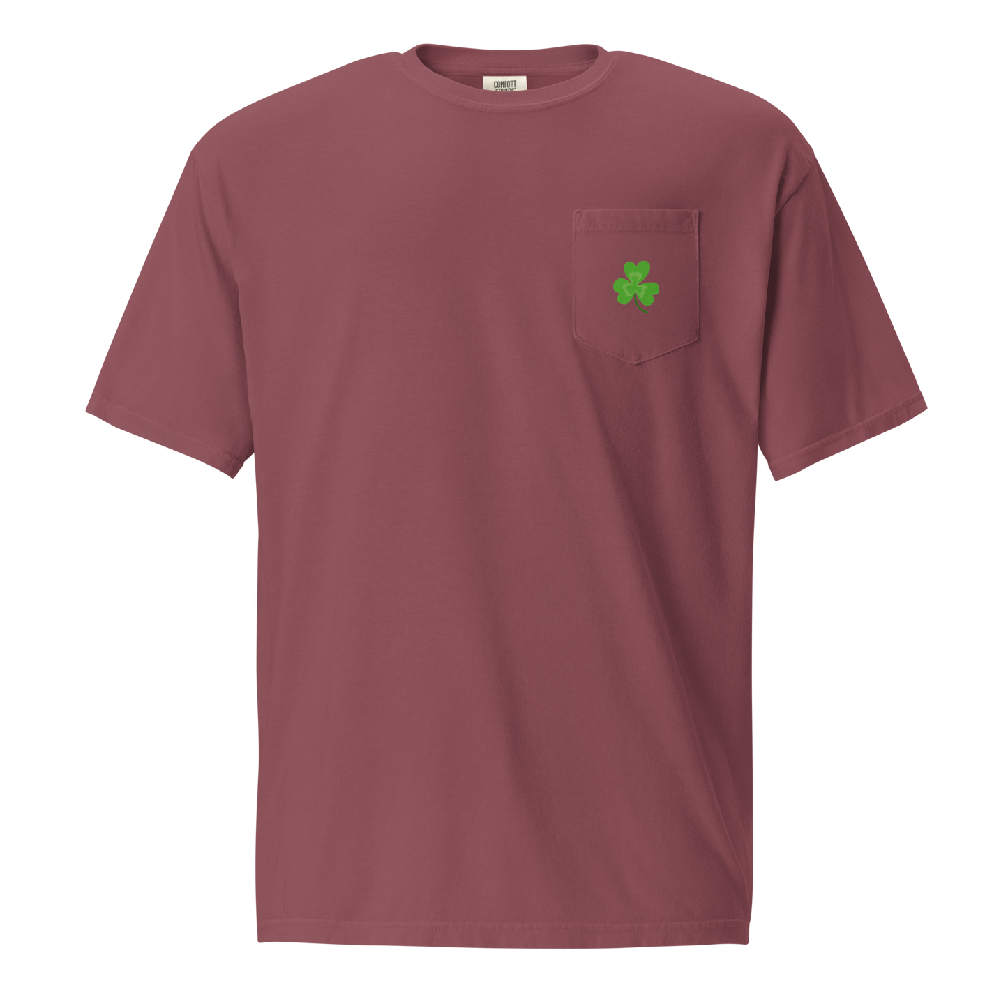 Unisex garment-dyed pocket t-shirt: Clover on the pocket