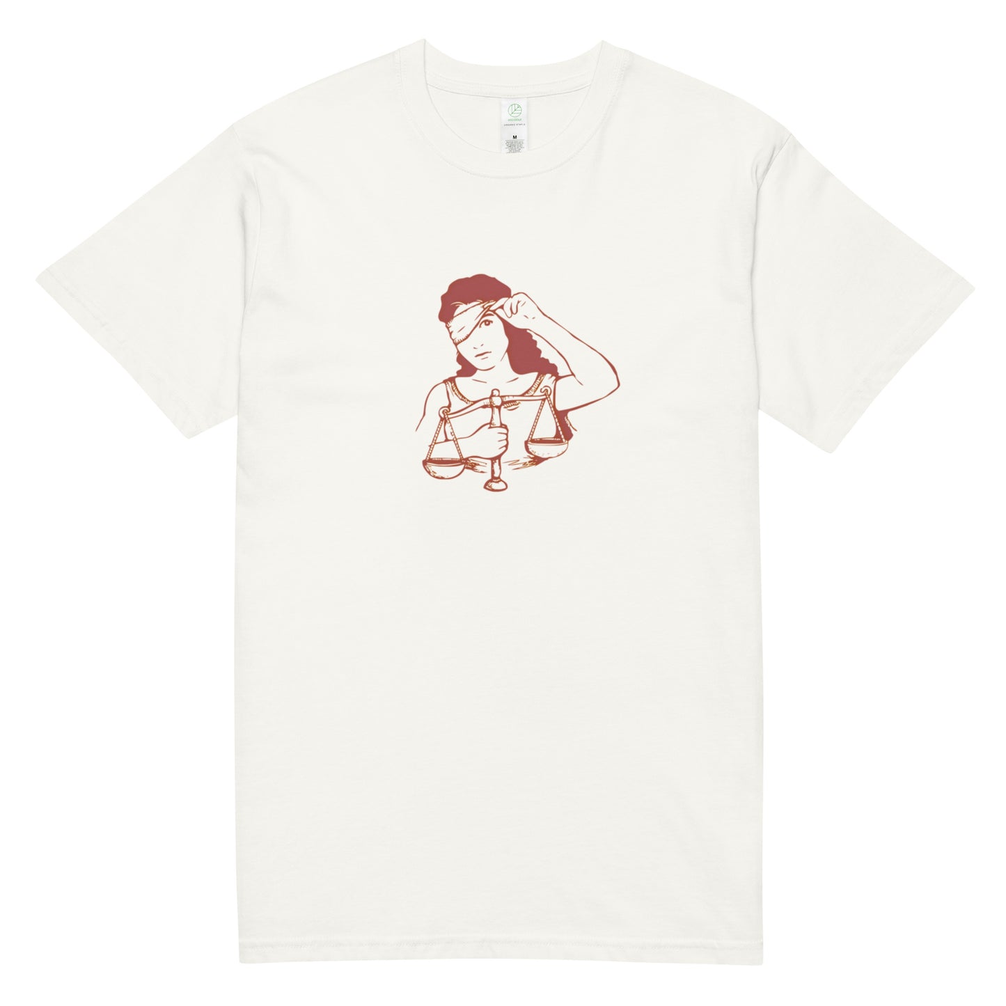 Unisex organic cotton tee: Red ink outline Girl